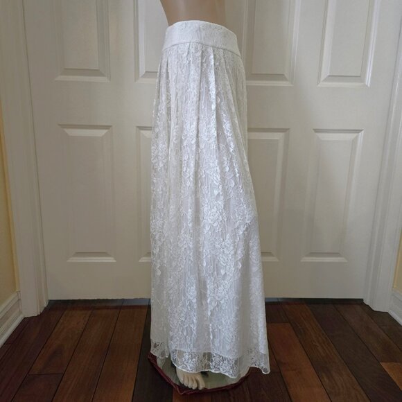 Alice + Olivia Pleated Lace Maxi Skirt Off White SZ 4 - Picture 5 of 11